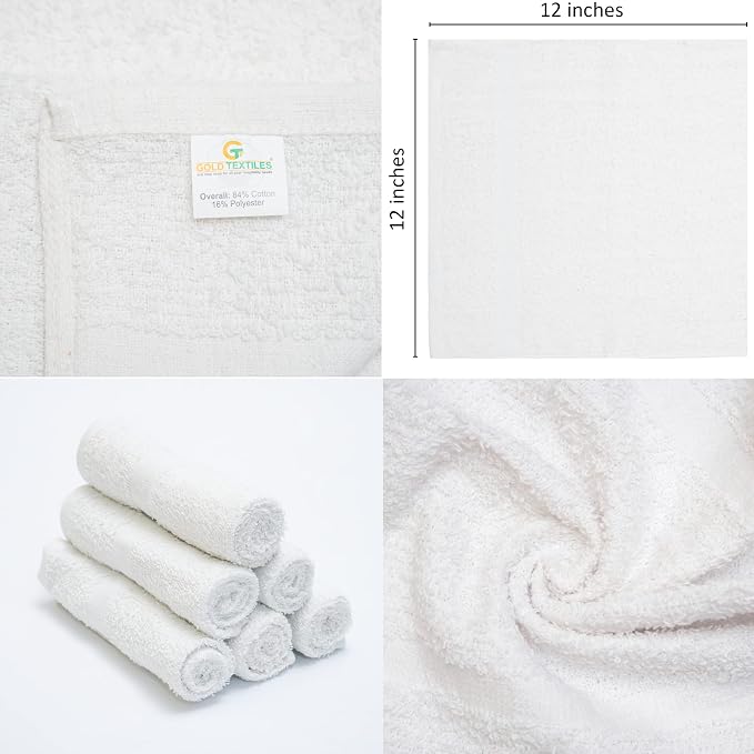 GOLD TEXTILES 480 Pack Economy White Washcloths Set - Image 3