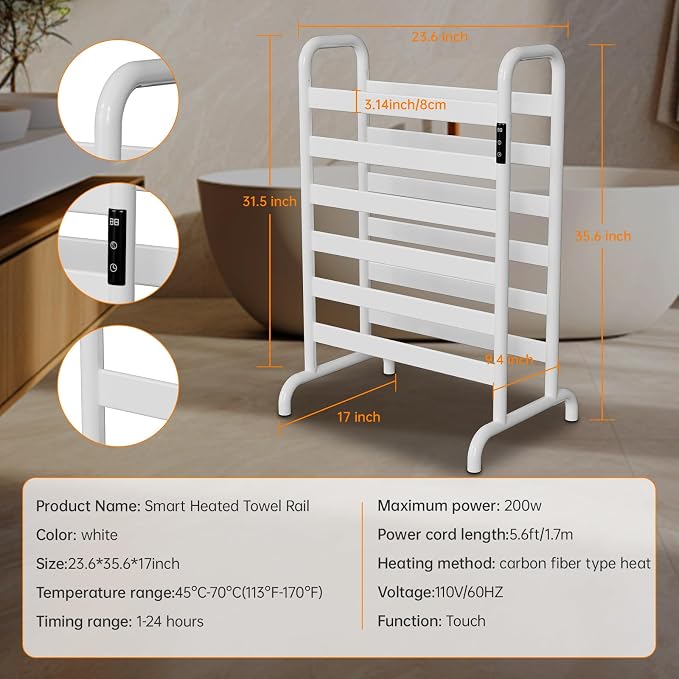 Towel Warmer Rack, Electric Heated Towel Rack - Image 3