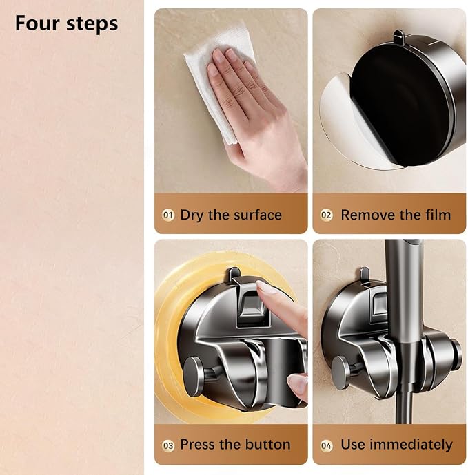 Strong Hold Adjustable Shower Head Holder Suction - Image 5
