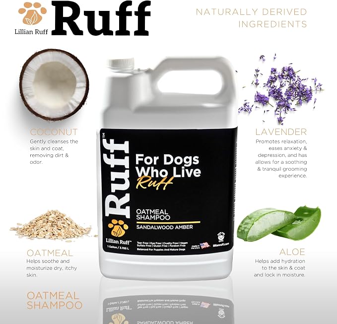 Ruff by Lillian Ruff Oatmeal Dog Shampoo Sandalwood Amber – Moisturizing Pet - Image 3