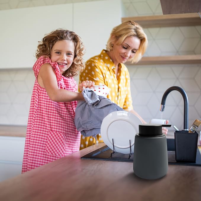 Soap Dispenser Ceramic with Easy-to-Press Pump Hand Lotion Liquid Dispenser - Image 4