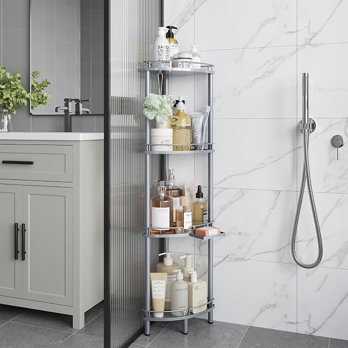 ELYKEN Corner Shower Caddy Standing, 4 Tier Rustproof Metal Shower Organizer - Image 9