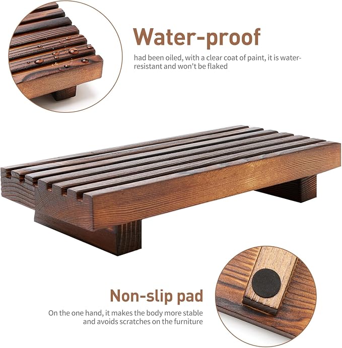 Small Kitchen Sink Soap Tray for Counter Soap Dish Dispenser Holder Wooden - Image 4