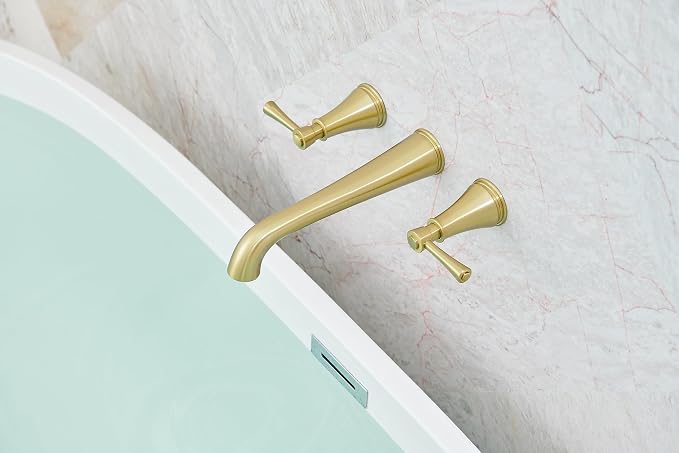 SITGES High Flow Brushed Gold Wall Mount Bathtub Faucet - Image 4