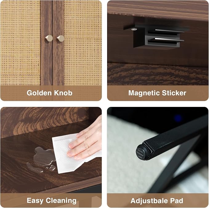 Rattan Toilet Storage Cabinet, Over The Rack Wood Cabinet - Image 6