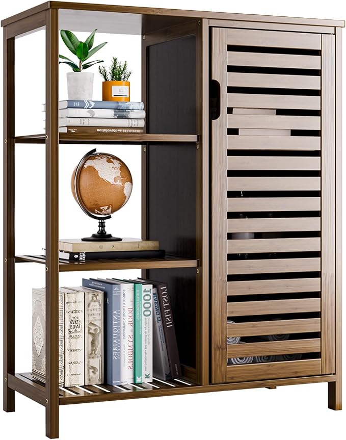 HITNET Bathroom Storage Cabinet Bamboo, Free Standing Floor Cabinet, Kitchen by HITNET