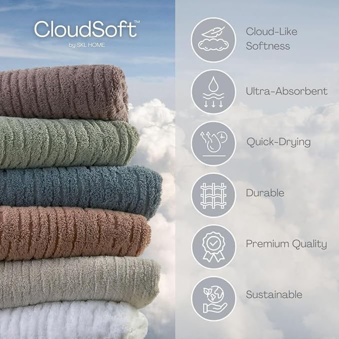 SKL Home CloudSoft Cotton Luxury Bath Towel, Smoke Blue - Image 8