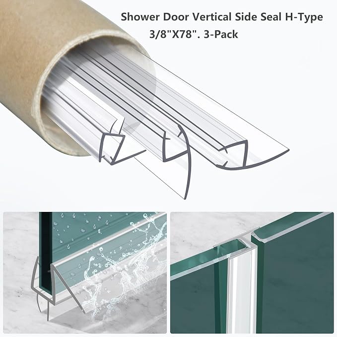 Shower Door Bottom&Side Seal Set 3PCS, to Stop Water Leaks - Image 2