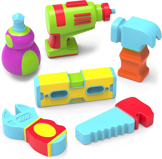 Tub Works® Tools™ Mold Free Bath Toys, 6 Pack | Sealed, No Hole Bath Toys by TubWorks