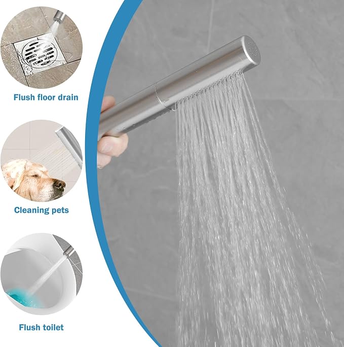 RUMOSE Tub Filler Freestanding Bathtub Faucet Brushed Nickel Floor Mount Tub - Image 5