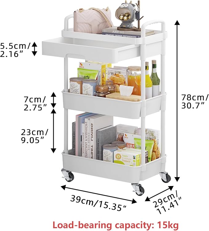 Calmootey 3-Tier Rolling Utility Cart - Image 5