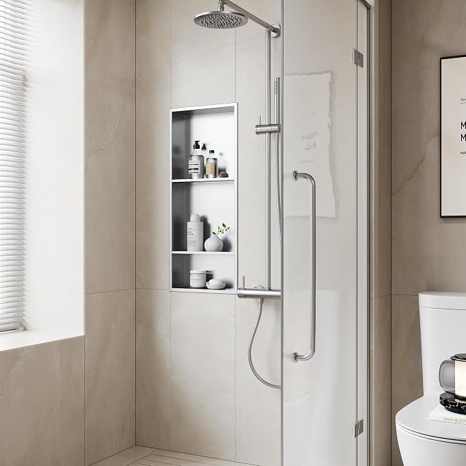 Neodrain 12X30 Inch Brushed Three Layers Stainless Steel Shower Niche, NO Tile - Image 2