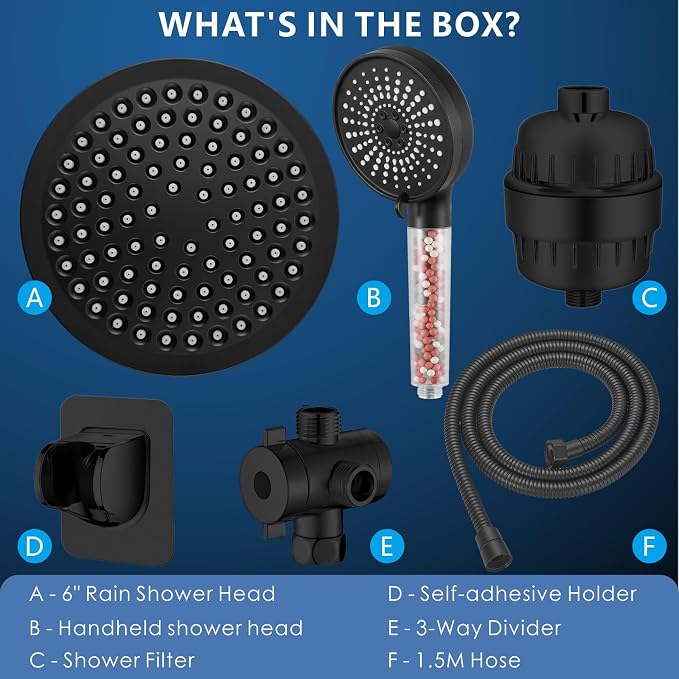 Voolan Filtered Shower Head Set, High Pressure Rain Shower - Image 6