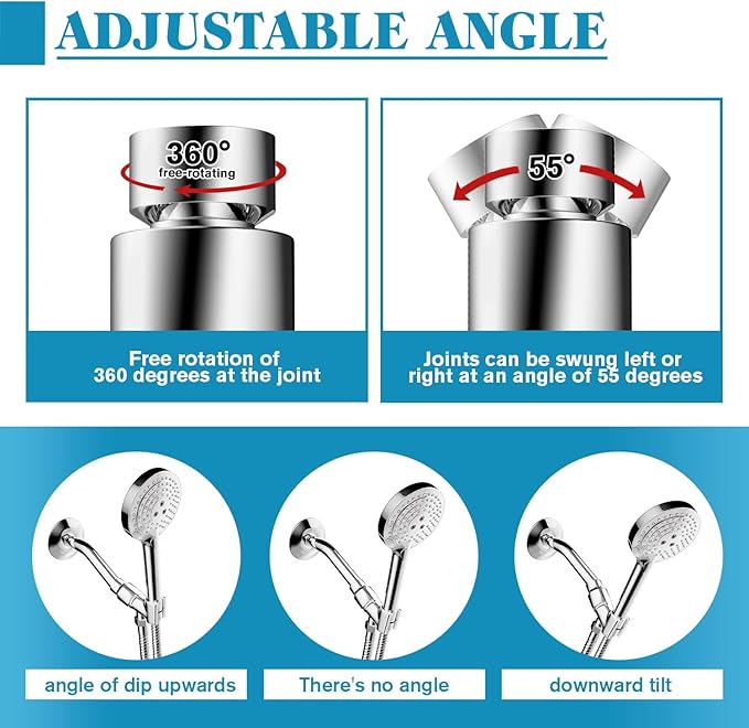 Shower Head Holder for Handheld Shower Head Adjustable Shower Arm Holder - Image 6
