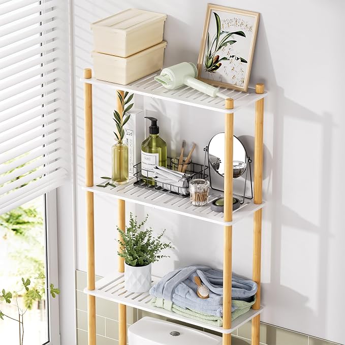 AmazerBath Bamboo Over The Toilet Storage Shelf, Bathroom Storage Organizer Rack - Image 3