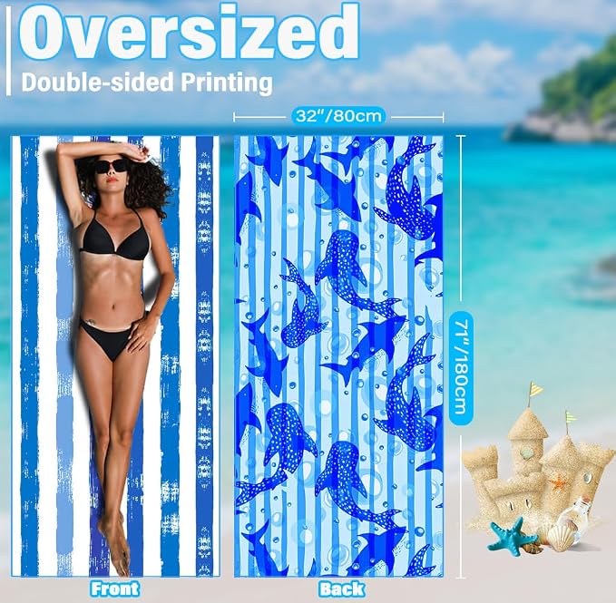 Lightweight Thin Microfiber Beach Towel Sand Free Quick Dry Absorbent Compact - Image 3