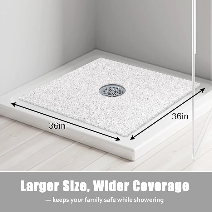 Large Shower Mat Non Slip, 36x36 Inch Shower Floor Mat - Image 7