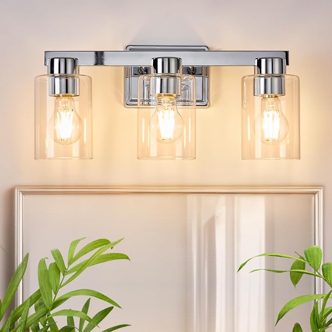 3-Light Bathroom Light Fixtures Modern Chrome Vanity Lights - Image 2