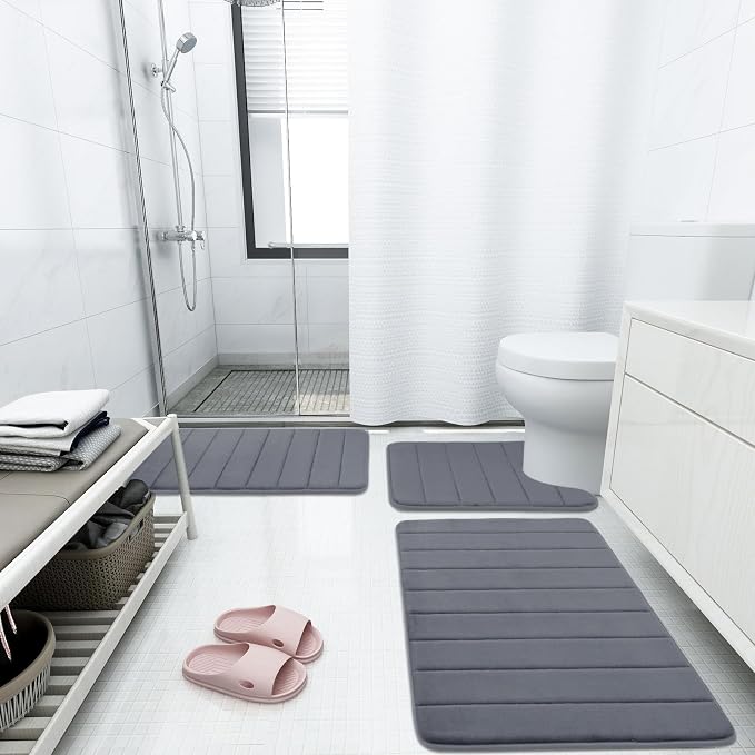 Buganda Memory Foam Bath Mat, Ultra Soft and Non-Slip Bathroom Rugs, Water - Image 6