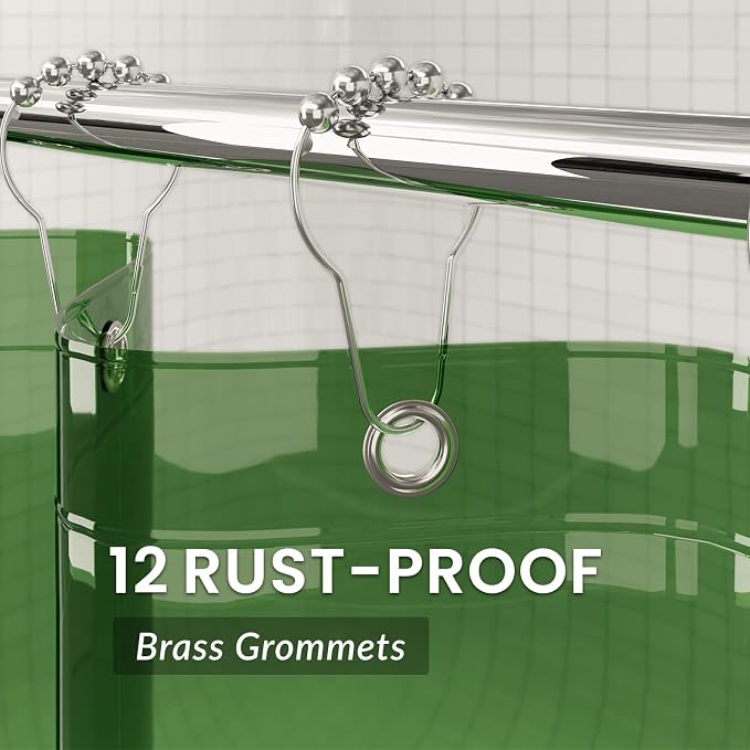 AmazerBath Premium EVA Shower Curtain Clear Pine Green, Luxury Shower Curtain - Image 7