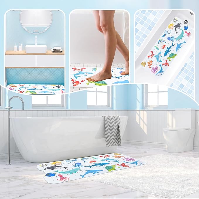 Baby Bath Mat for Tub Non Slip Kids Bathtub Mat Extra Long 40X16 Inch Toddler - Image 5