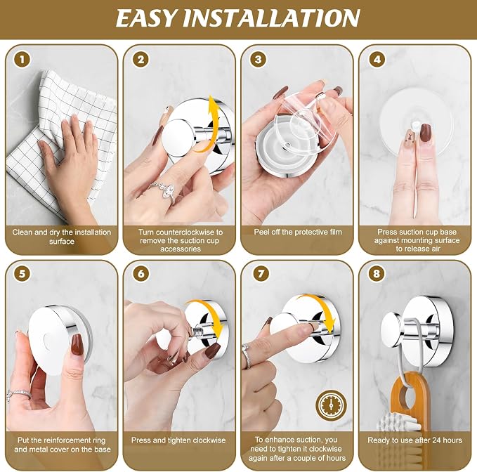 BKV Suction Cup Hooks for Glass Window, Removable Shower Hooks for Inside Shower - Image 5