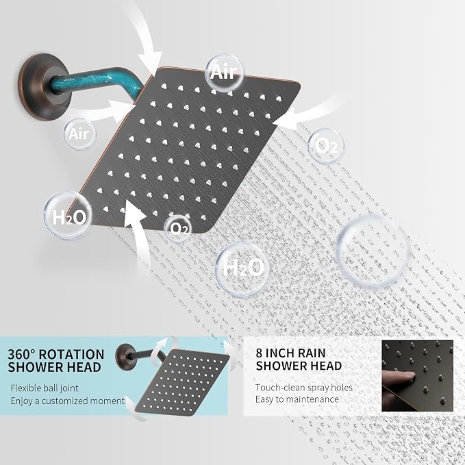 Temperature Display Oil Rubbed Bronze Shower System, Push Button Shower Faucet - Image 4
