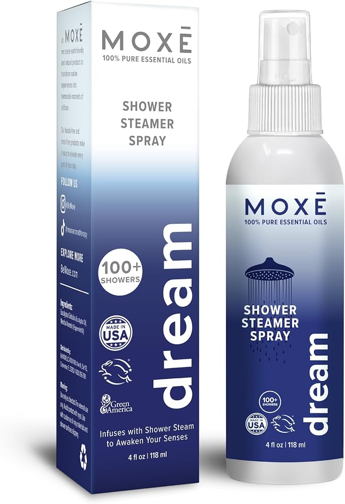 MOXE Shower Mist, Spa Steam Spray, Certified Natural Essential Oils, by MOXE