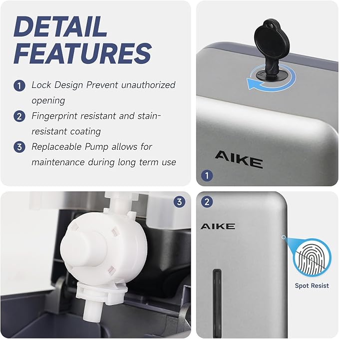 AIKE Wall Mount Liquid Soap Dispenser - Image 6