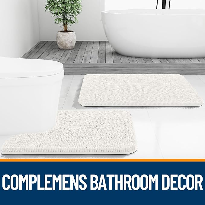 OLANLY Bathroom Rugs 70x24, Extra Soft Absorbent Chenille Bath Rugs, Rubber - Image 7