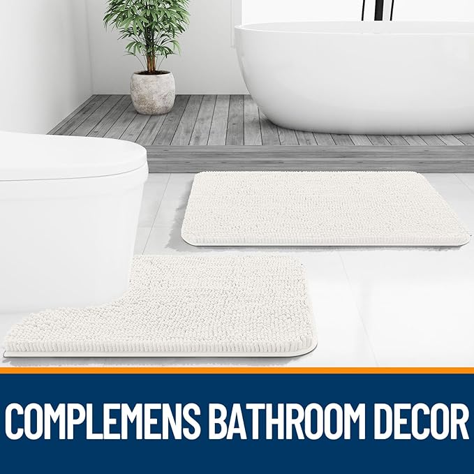 OLANLY Bathroom Rugs 50x30, Extra Soft Absorbent Chenille Bath Rugs, Rubber - Image 7