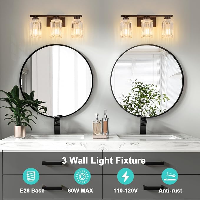 3 Light Bathroom Light Fixtures Modern ORB 18 Inch Vanity Lights - Image 6