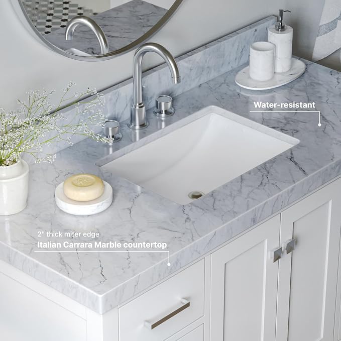 ARIEL Cambridge 48" White Bathroom Vanity - Image 3