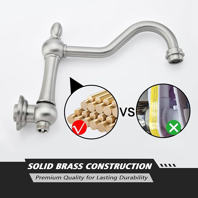 SUMERAIN Brushed Nickel Wall Mount Bathtub Faucet - Image 7