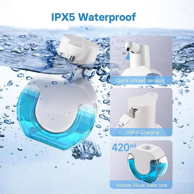 2 Pack Automatic Liquid Soap Dispenser, 14.2oz/420ML Touchless Automatic Soap - Image 4