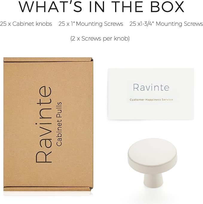 Ravinte 25 Pack Drawer Pulls 1-1/4 Inch Kitchen Cabinet Knobs Solid Round - Image 6