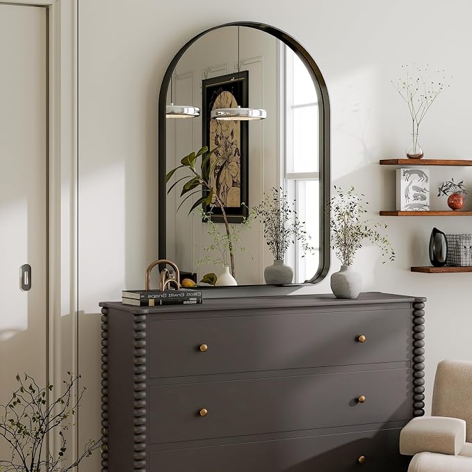 GLSLAND 24”x36“ Black Arched Bathroom Mirror - Image 2