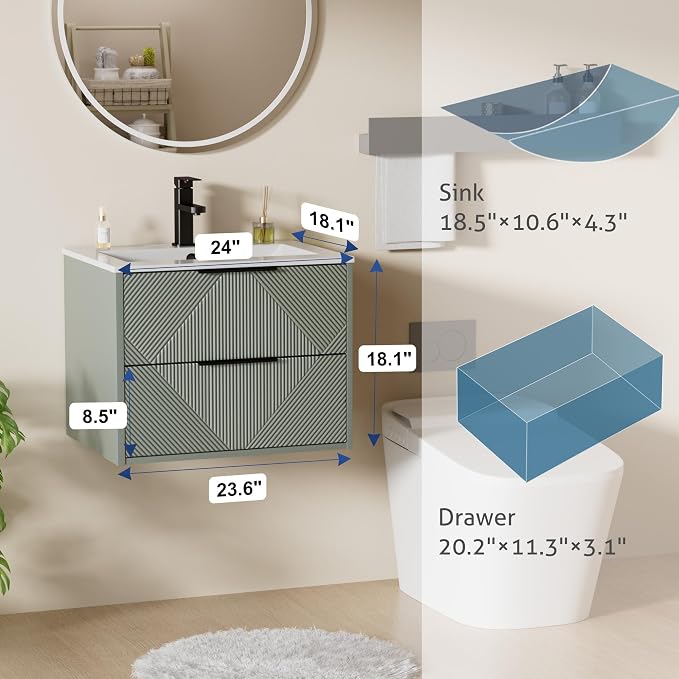 LUCKWIND 24" Floating Bathroom Vanity - Image 2