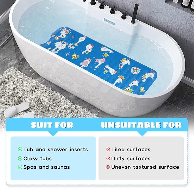 Baby Bath Mat for Tub Non Slip Kids Bathtub Mat Extra Long 40X16 Inch Toddler - Image 7
