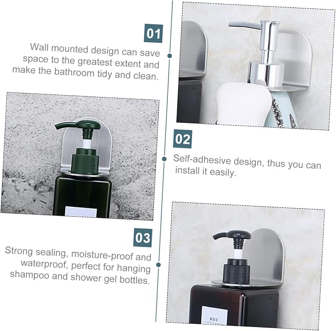 ABOOFAN 10pcs Wall-Mounted Shampoo and Shower Gel Bottle Rack Hook - Image 8