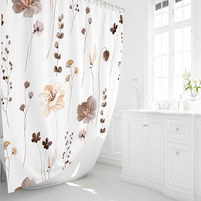 Gibelle Small Stall Shower Curtain 36 x 72, Narrow Half Watercolor Floral - Image 2