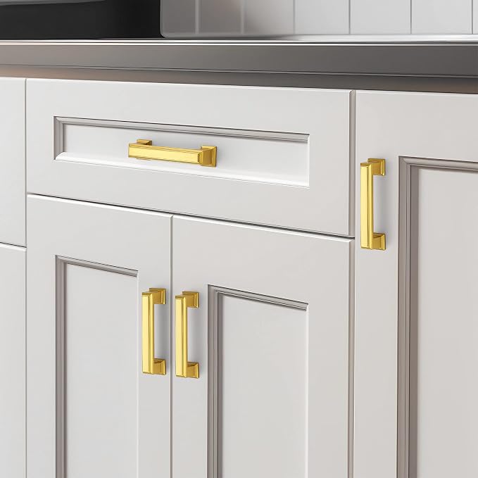 Ravinte Hardware 15 Pack Brushed Brass Cabinet Pulls, 3 Inch Hole Center Zinc - Image 6
