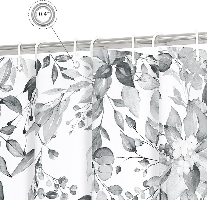 Gibelle Grey Eucalyptus Shower Curtain, Watercolor Plant Leaves - Image 4
