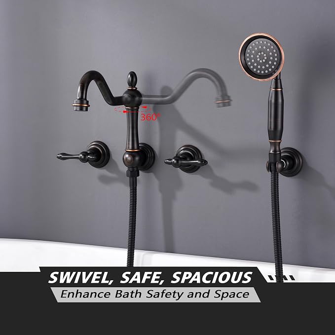 SUMERAIN Oil Rubbed Bronze Wall Mount Bathtub Faucet - Image 4