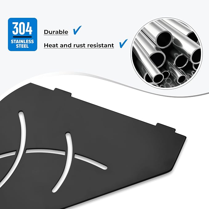 FerdY 2-Pack 10" Matte Black Recessed Corner Shower Shelf, - Image 3