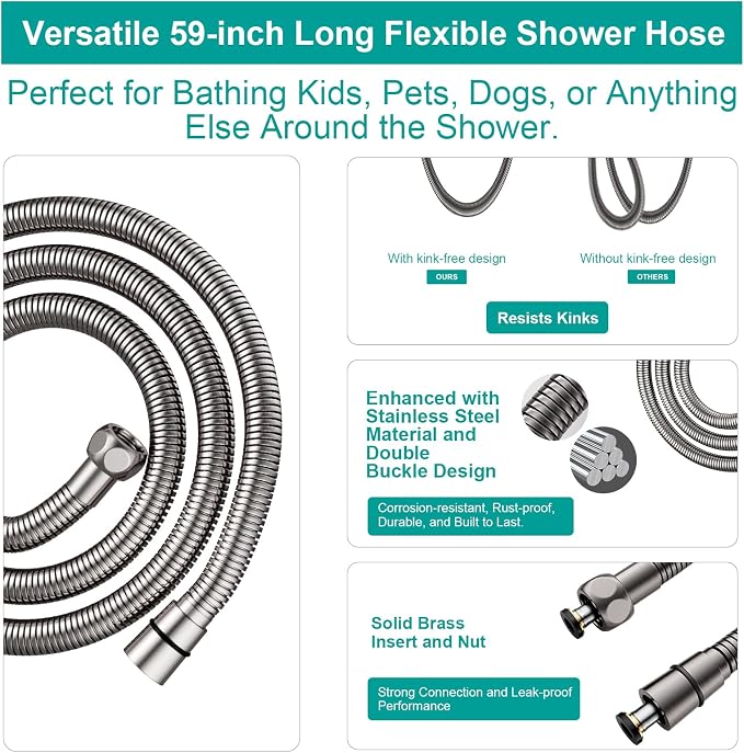 Shower Slide Bar Handheld Shower Head - Image 7