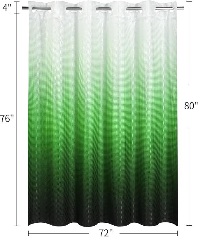 MitoVilla Emerald Green Ombre Long Shower Curtain Liner Set 72 x 80, No Hooks - Image 7