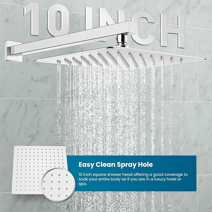 gotonovo Rainfall Bathroom Shower System Rain Shower Head and Handle Set Wall - Image 3