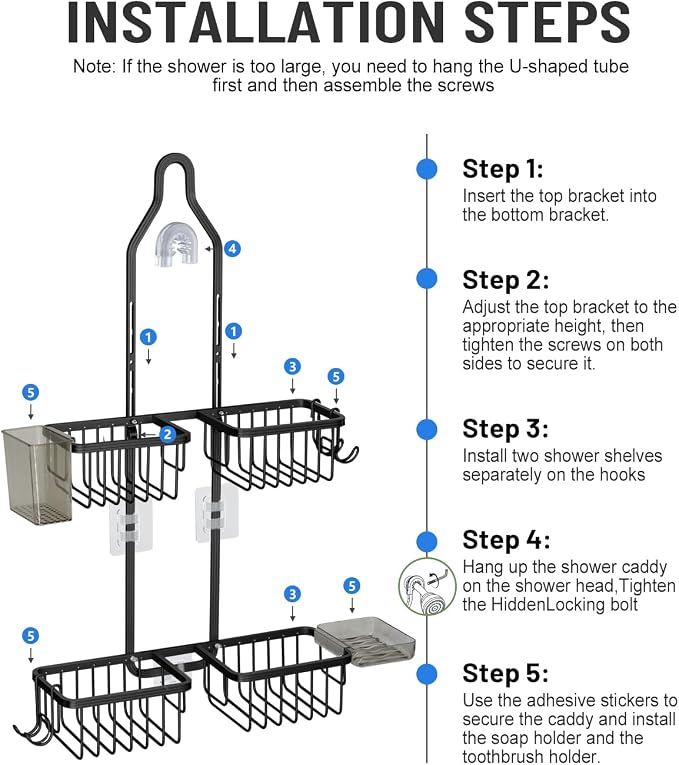 Adjustable Shower Caddy Hanging - Image 8