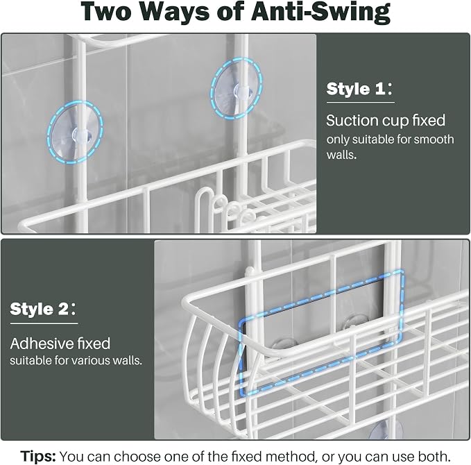 Epicano Shower Caddy Hanging, Anti-Swing Over Head Shower Caddy Rustproof - Image 6